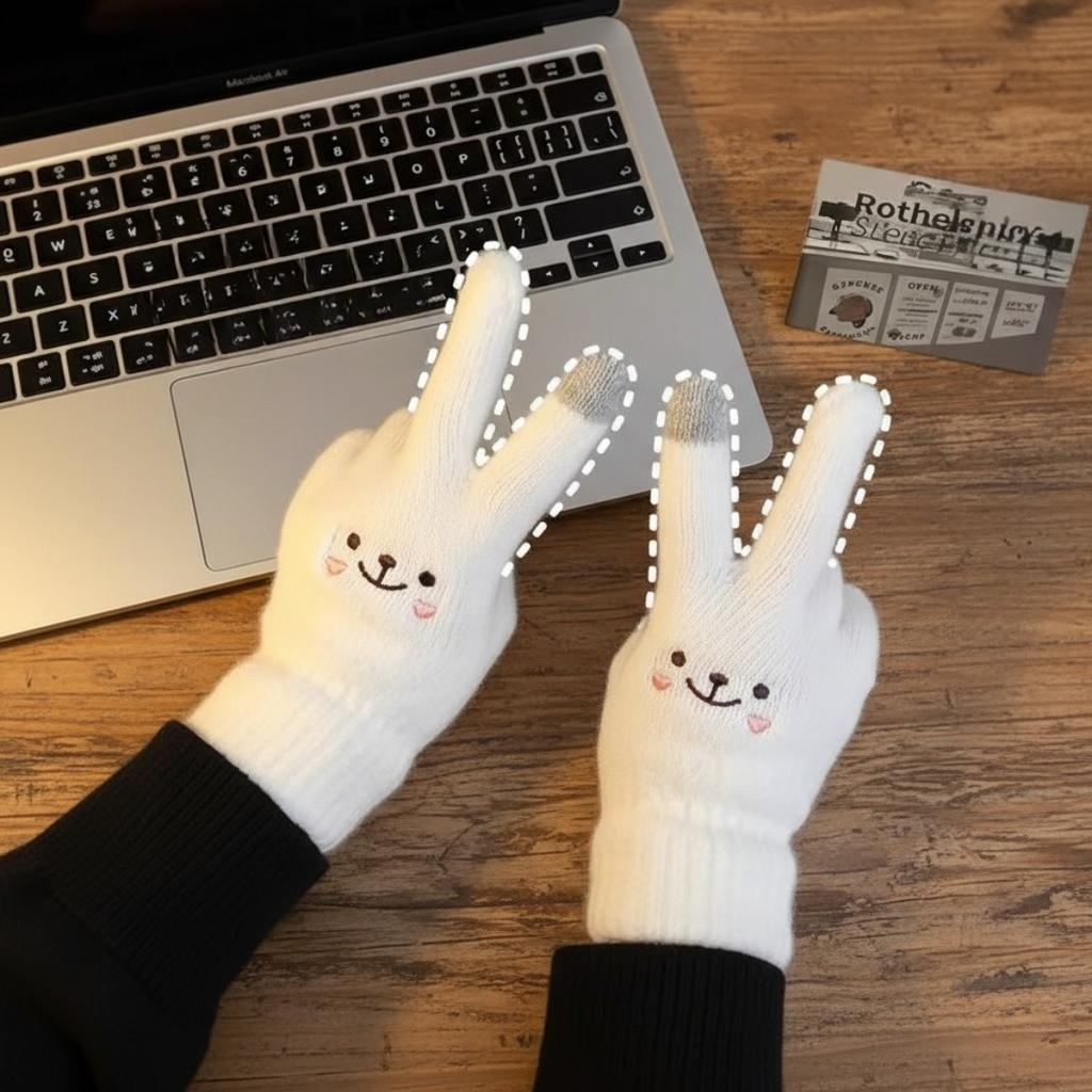 Warm Gloves, Plush Gloves, Split Finger Gloves, Thickened, Cold Resistant Gloves, Cycling, Touch Screen, Knitted, Warm Gloves