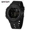 Fashion SANDA New 6337 Youth Electronic Watch Sports Multifunctional Waterproof LED Single Display Student Electronic Watch