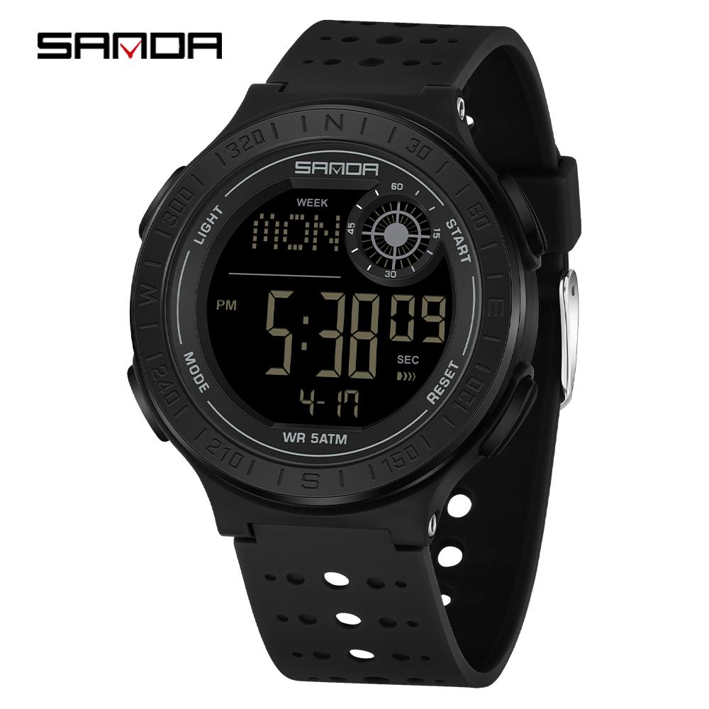 Fashion SANDA New 6337 Youth Electronic Watch Sports Multifunctional Waterproof LED Single Display Student Electronic Watch