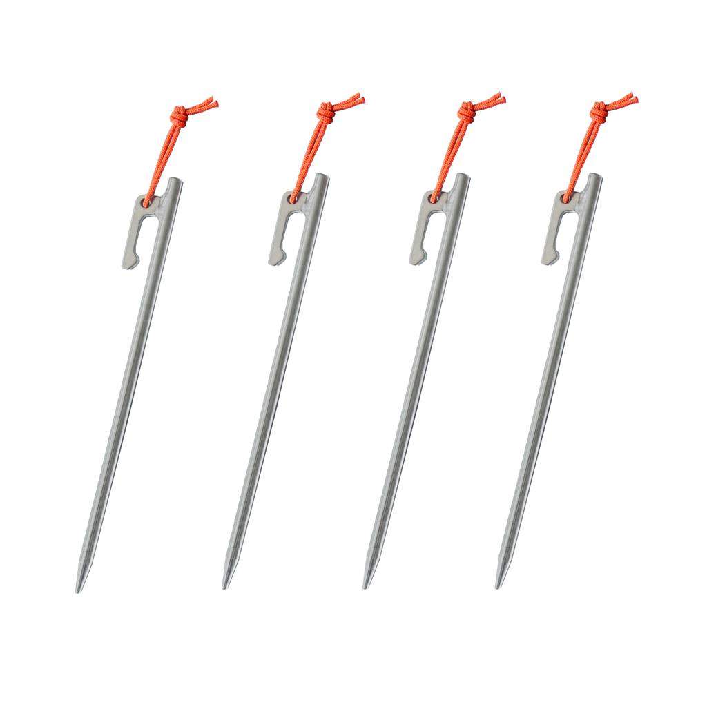 PolariSign 20cm Titanium Segs, Set of 12, Lightweight Camping Segs, Titanium with Reflective Rope, for Tents and Tarps, Set of 4, 6, 8, 12, or 16