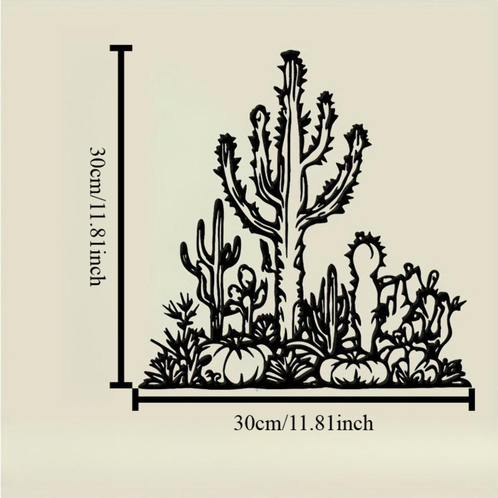 

Black Metal Cactus Wall Sculpture Desert Iron Art Outdoor Decor Durable Southwest Landscape Patio Hanging Modern Halloween Christmas Gift 12in