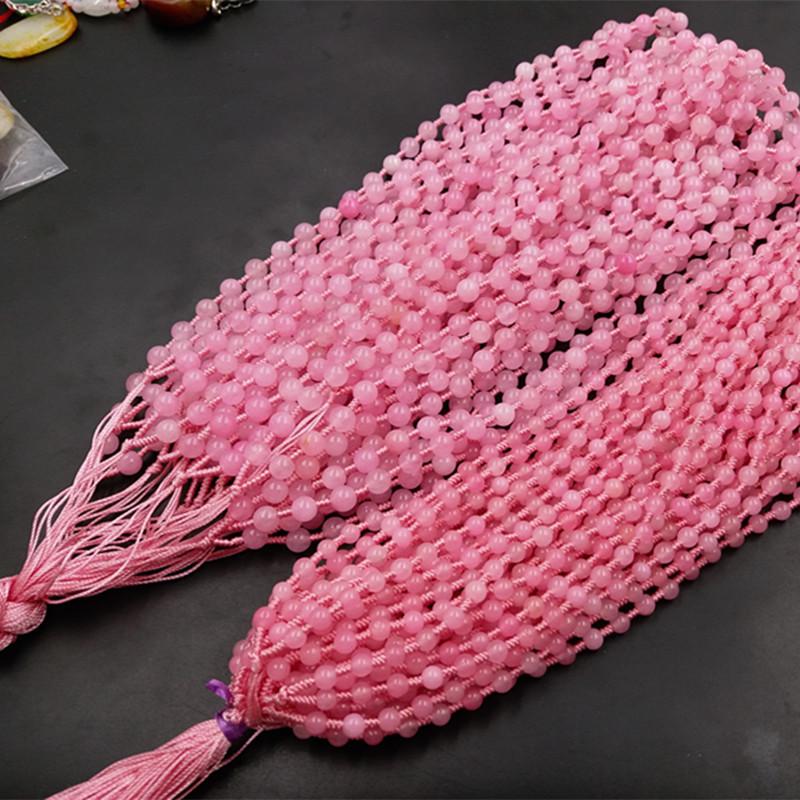 Pink Jade Bead Necklace with Round Cord 6mm Bead Necklace