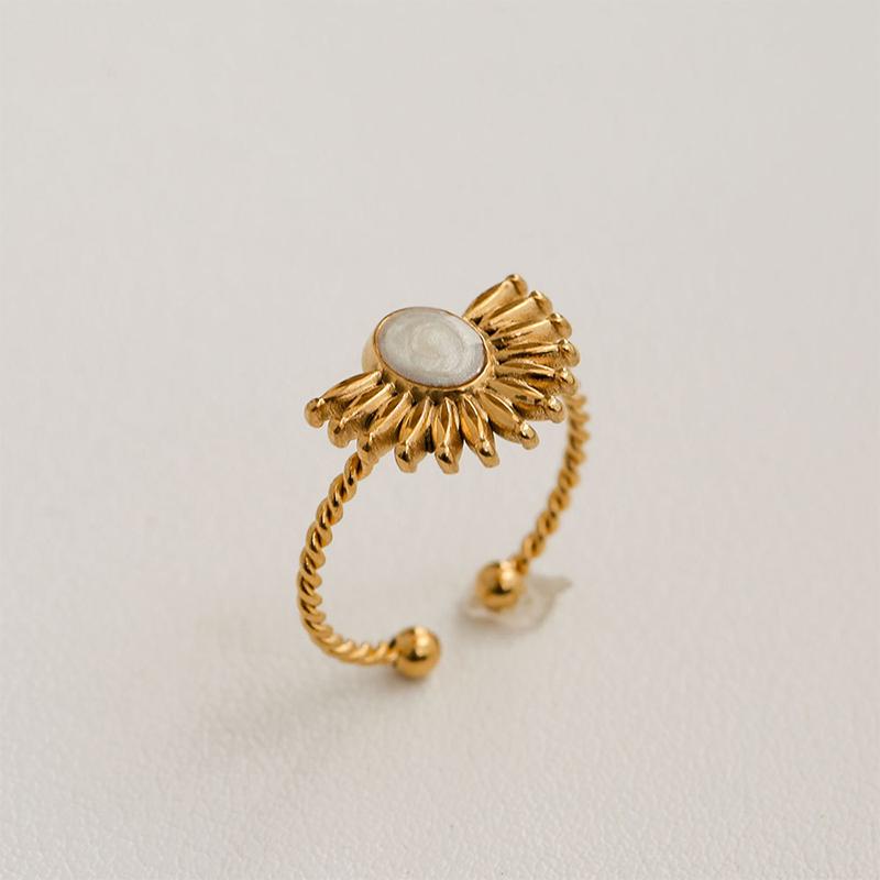 Stainless Steel French White Enamel Rings For Women Drip Glaze Romantic Elegent Girl Ring Daily Wear Sweet Y2K Jewelry No Fading