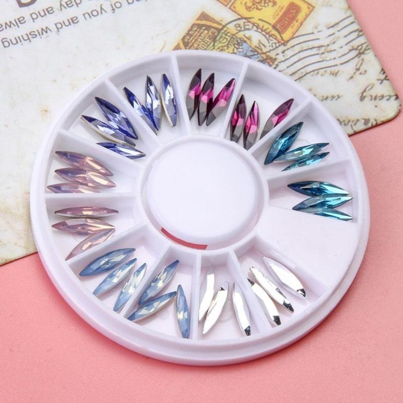 3D Nail Decoration KIt   Nail Rhinestone Colorful Marquise Flat Bottom Nail Rhinestone Stud Nail  Art