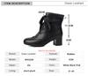 Fashion 2025New Lace Up Ladies Square High Heel Shoes Ankle Boots Lace-up Retro Women Pointed Toe Thick Soled Short Booties White Black