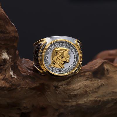 Personalized Ring Two-color Hip-hop Jewelry Trendy Men's Jewelry Direct Sales