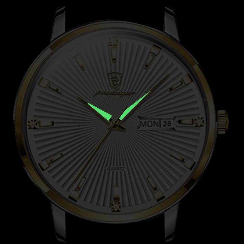 Personalizovaný design Pruhovaný ciferník Luxusní pánské hodinky Zlatý ocelový řemínek Vodotěsný kalendář Luminous Clock Pánské sportovní hodinky Chlapecké Hodinky pro volný čas