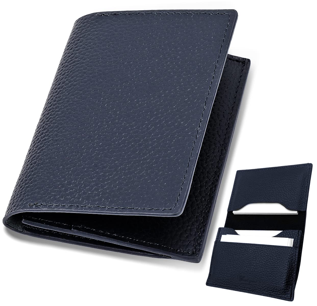 

Business Card Holder Genuine Leather Business Card Case Made in Italy High Quality Leather Large Capacity [Enich agent] Men s (Navy)