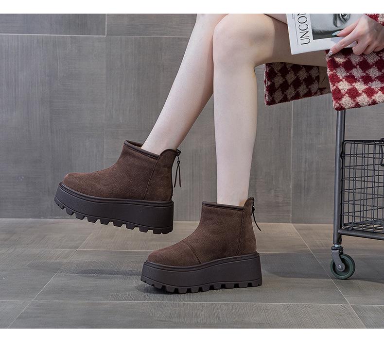 2025 Winter Women's European Snow Boots: Versatile Low-Top, Thick Velvet, Warm, Short Boots with Rear Zipper