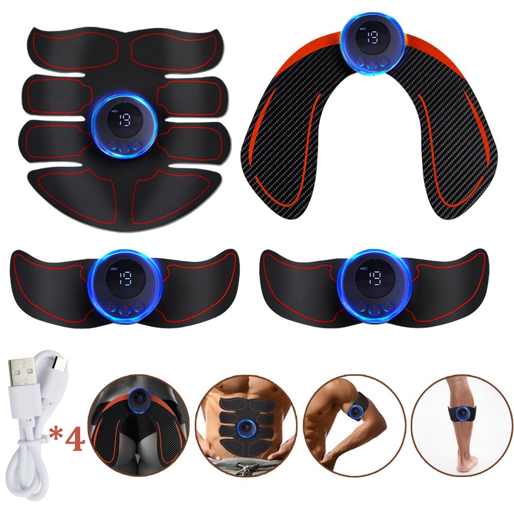 Electric Muscle Stimulator EMS Abdominal Fitness Stickers Rechargeable Body Slim Massager Wireless LCD Display Buttocks Trainer