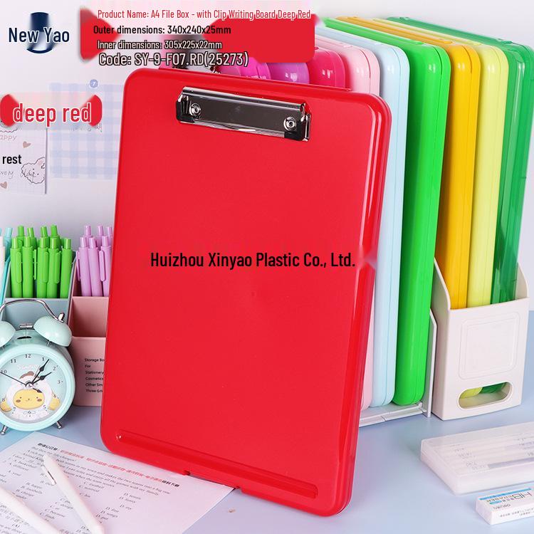 Large Capacity A4 File Box with Pen Slot & Clipboard for A5 Paper Storage