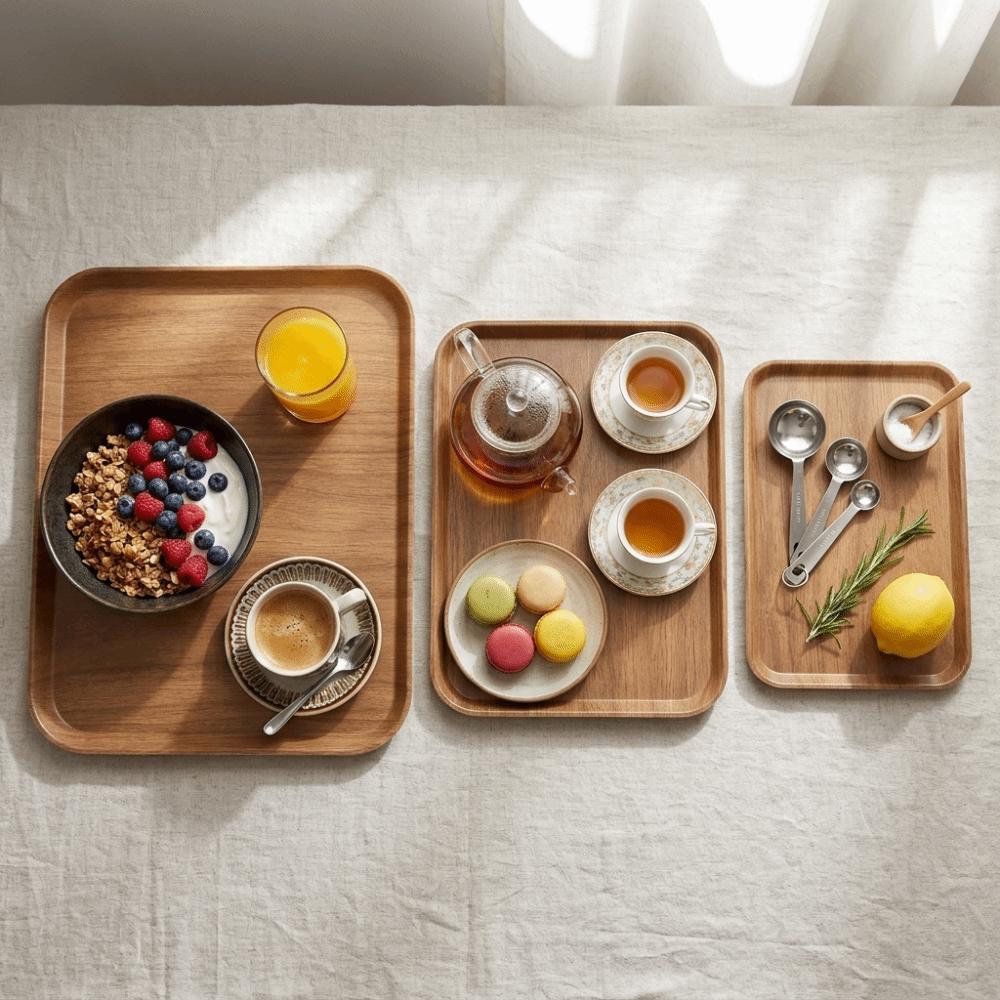 3Pcs Raised Edge Serving Tray Rectangle Display Tray Exquisite Storage Platter Parties