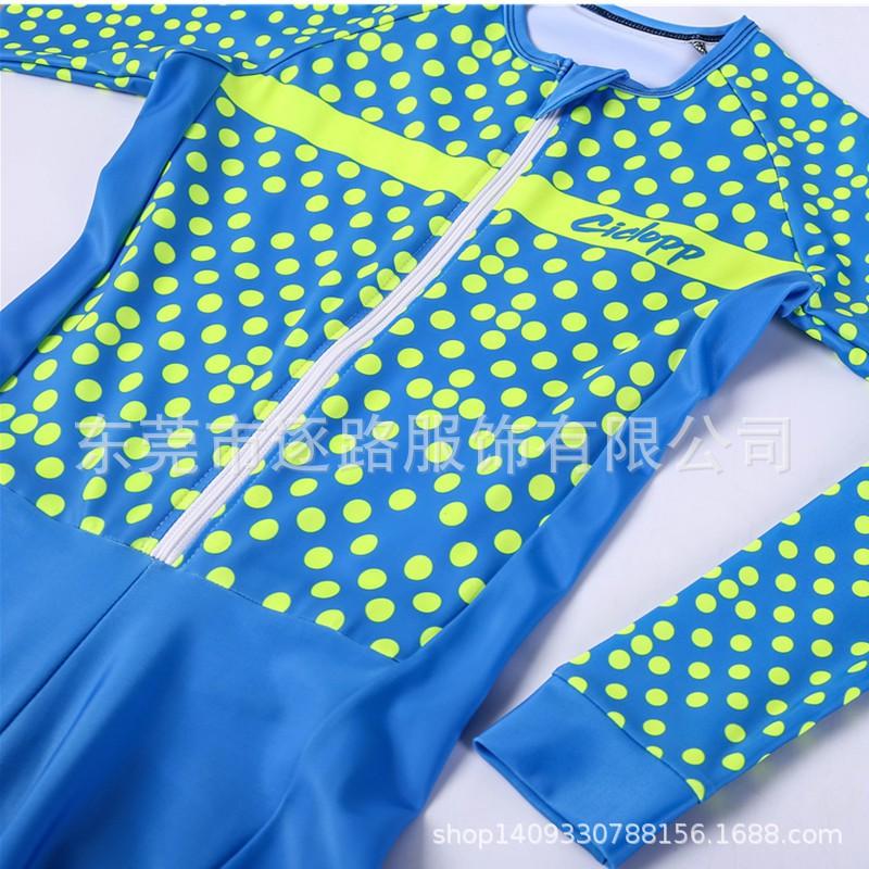 Womens Summer Cycling Tri Suit Short Sleeve Blue Polka Dot Quick Dry Mesh Bike Wear