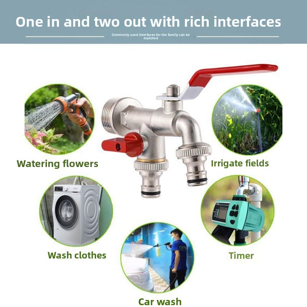 1/2'' Doppelkopf Wasserhahn Gartenbewässerung Gartenbewässerungsventil Schalter Waschmaschinenzubehör Gewindelegierung Spültischarmatur
