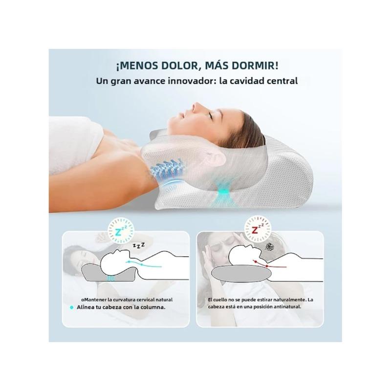 Ergonomic butterfly-shaped cervical pillow, made of memory foam, relieves pain.