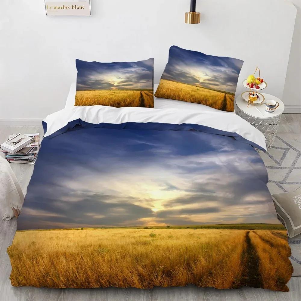 Blue Sky Cloud Duvet Cover Set King Queen Full Size for Kids Boys Girls Polyester Bedding Set Comforter Cover Landscape Pattern