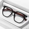 High-End Retro Anti-Blue Light Glasses with Wood Grain Legs and Myopia Plano Lenses