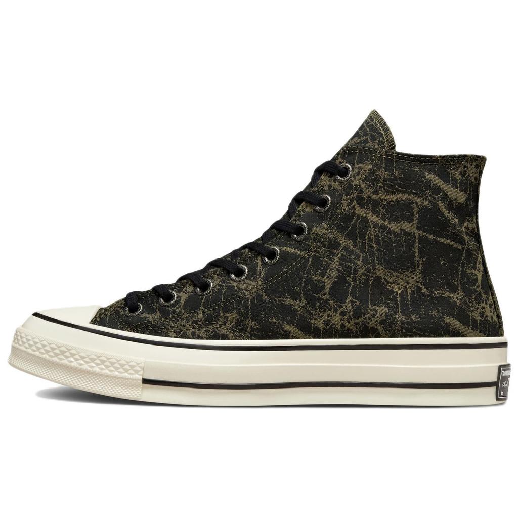 Converse Chuck Taylor All Star 1970s Rock Texture Jacquard Comfortable Versatile High-Top Canvas Shoes Unisex Sneakers Black Green A01405C