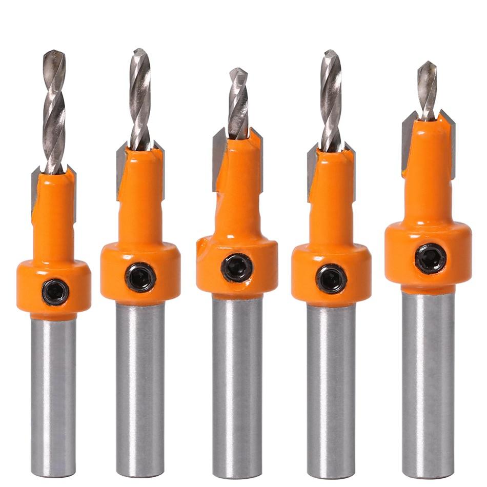 Wood Milling Cutter 8mm Shank HSS Woodworking Countersink Router Bit Set Screw Extractor Remon Demolition