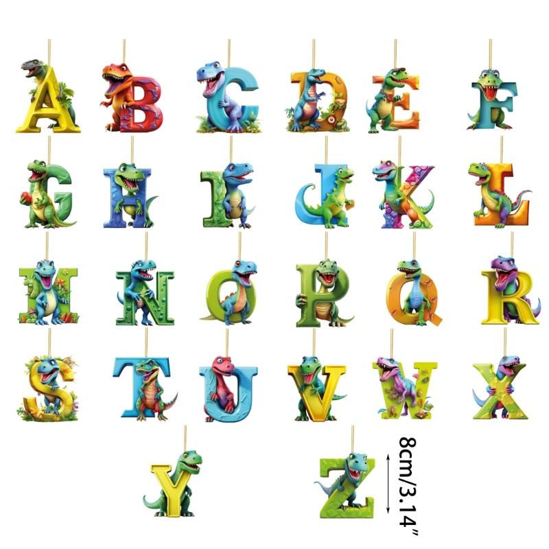 26 Letter Cartoon Pendant for Tree Kids Acrylic Christmas Animal Ornament