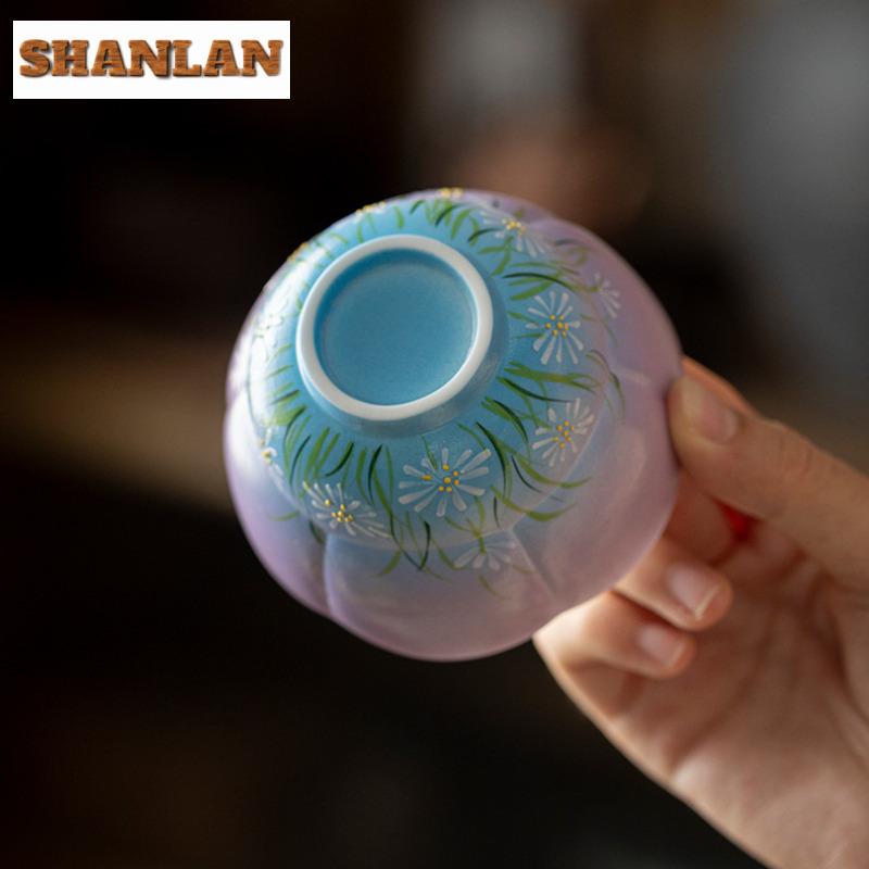 150ml Hand-painted Daisy Teacup Luxury Tea Bowl Sample Tea Cup Tea-tasting Personal Cup Chazhan Master Cups For Tea Decoration