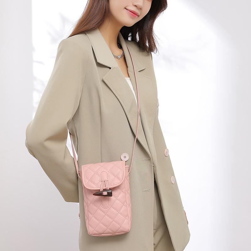 Casual embroidery rhombus shoulder messenger mobile phone bag, a new versatile women's bag