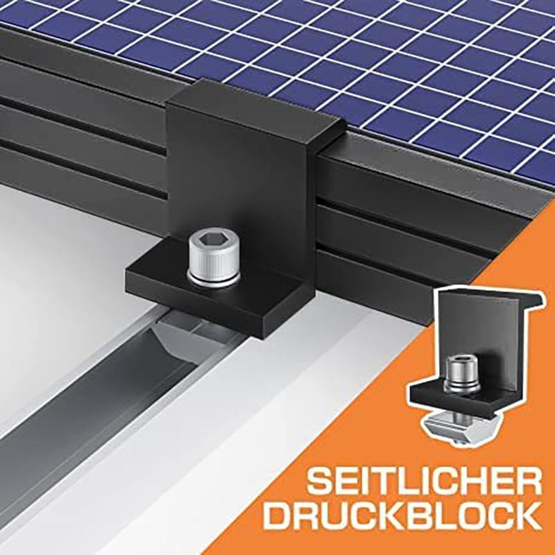 10Pcs Solar Panel Mounting Fixing Clamp Adjustable Bracket End & Mid Clamp Pv Panel Clip For Solar Panel Pv Install Accessories