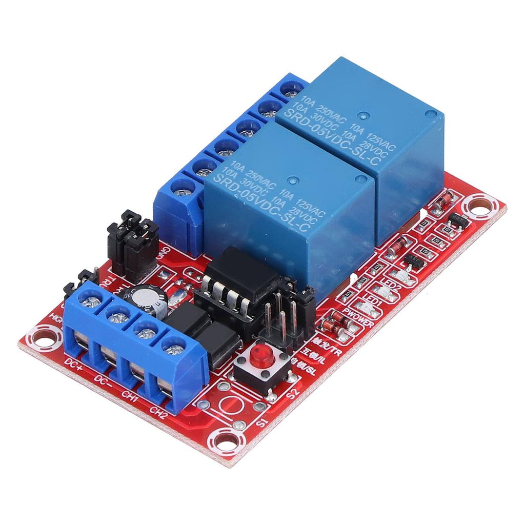 Relay Module 2 Channel Button Self Locking Interlock High Low Level Trigger with Switch Light 24V 12V 5V Relay Module