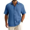 Men's Summer Solid Color Lapel Short-Sleeved Shirt Men's Casual Fashion Short-Sleeved Shirt