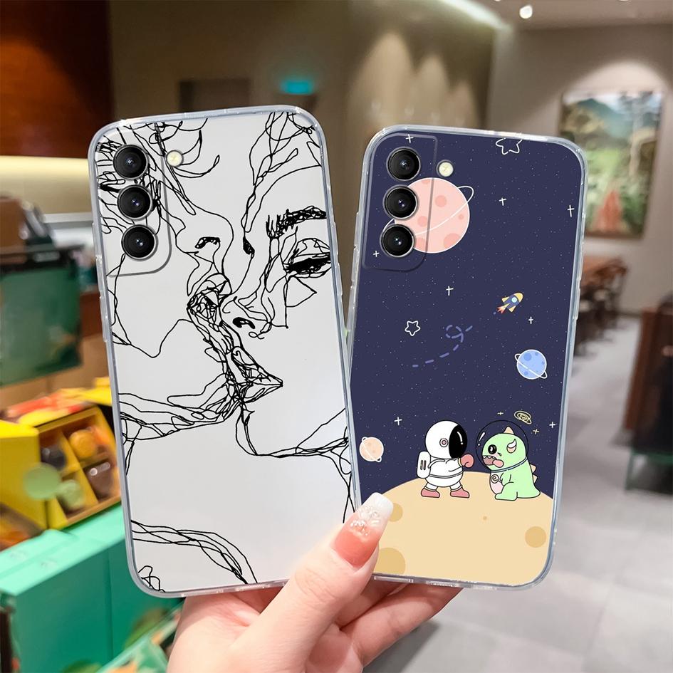 Back Cover For Samsung S21 S22 S23 Ultra Plus S6 S7 S9 Edge Bumper Case Screen Protector Luxury Graffiti Butterfly Silicone Soft TPU Transparent Shell