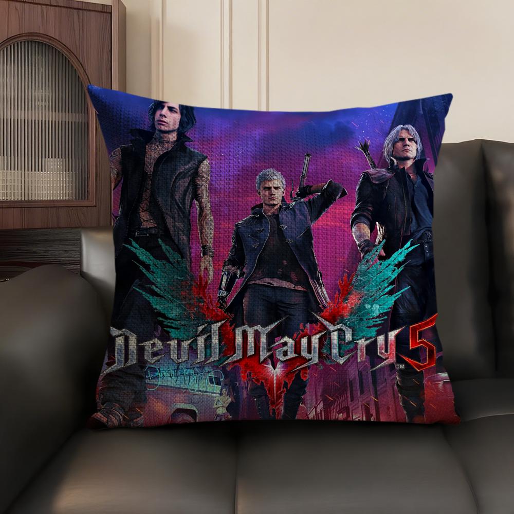 The DDevil May Cry Cushion Cover Natural Linen Organic Fabric DoubleSided Printing Sofa Home Decor Gift Pillow Case