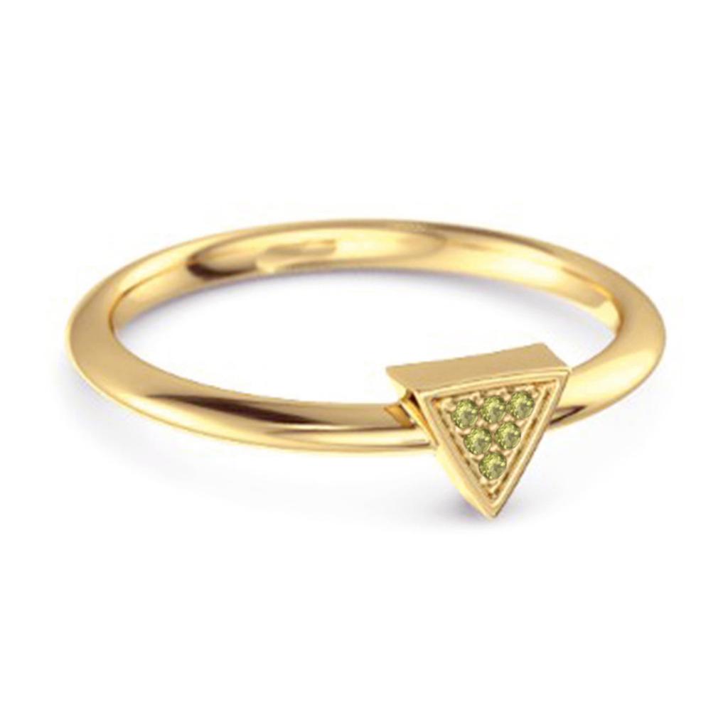 Peridot Minimalist Geometric Ring - 925 Sterling Silver Gold Vermeil