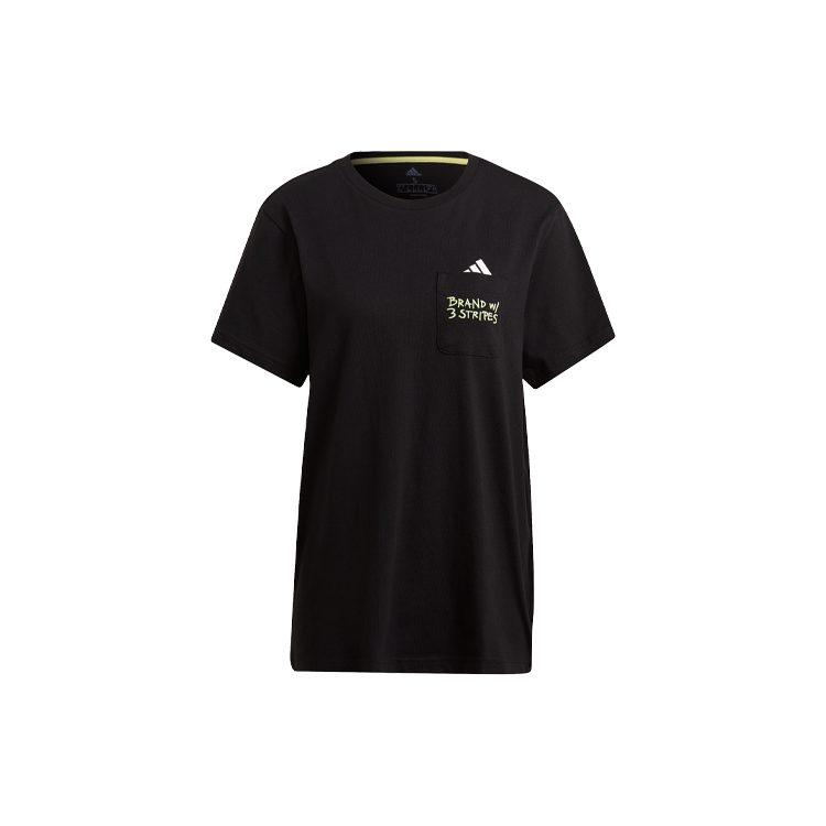 Adidas T Shirts Women's Black Crew Neck Moderate Straight Fit GJ6533