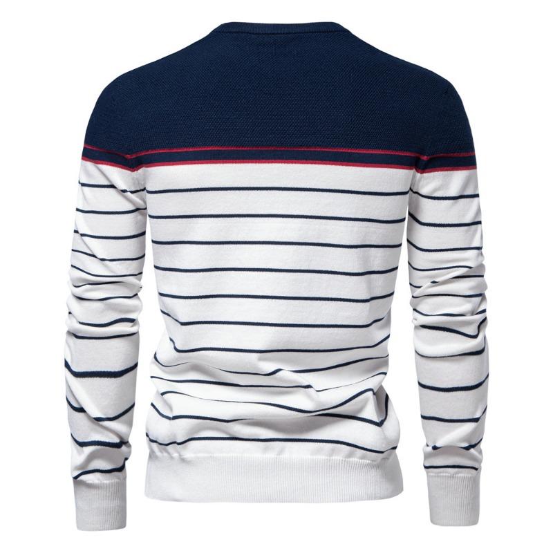 Autumn and Winter New Striped Color Matching Long Sleeve Men's Knitwear