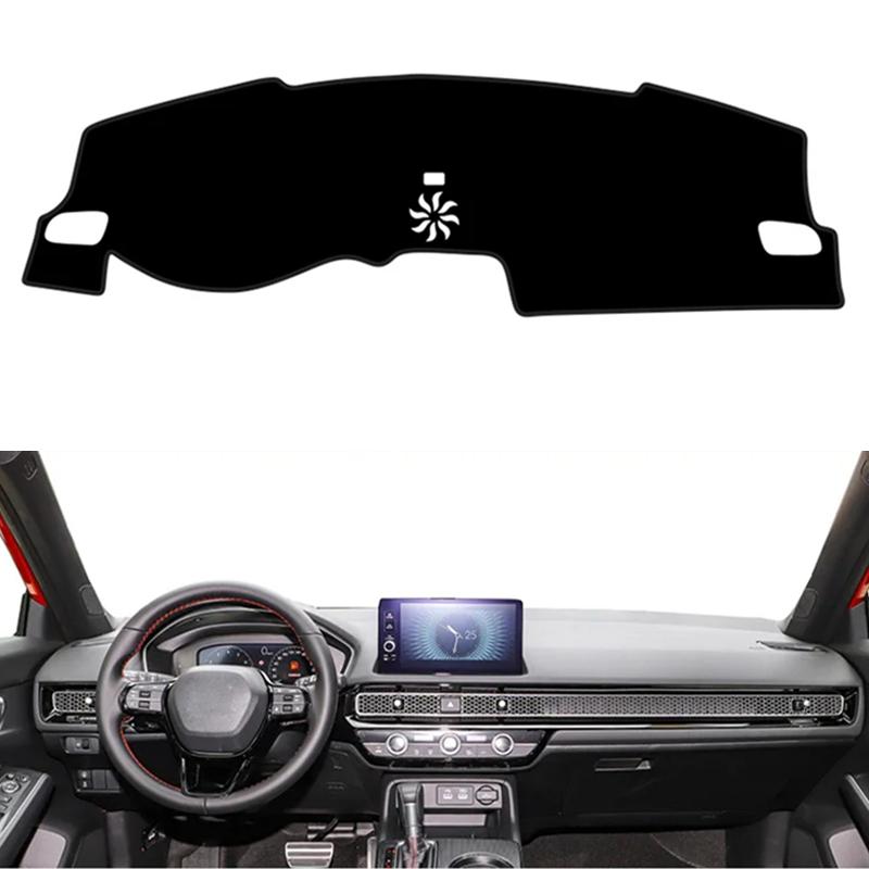 

For Honda Civic 11th 2024 Car Dashmat Dashboard Cover Mat Center Console Sun Shade Protect Carpet Rug Accessories Black(Black Edge)