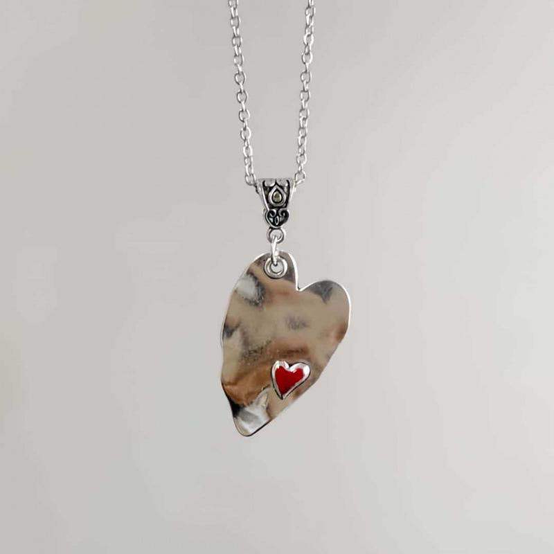 Silver-Plated Double Heart Necklace & Heart Earrings Set