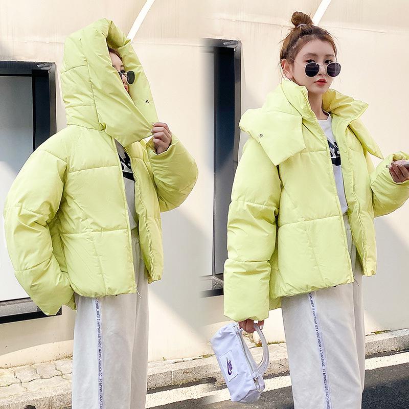 2025 Women's Autumn Winter Short Loose Cotton-Padded Jacket - College Style, Thickened, Candy Colors