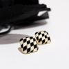 S925 Silver Needle Black & White Geometric Square Chessboard Earrings for Women – Elegant, High-End Design