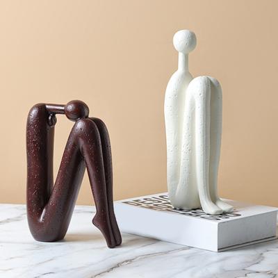 Abstract Stickman Figurine Modern Minimalist Sitting Man Resin Statue Sculpture Home Office Desktop Decoration