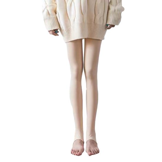 Damen Winterstrumpfhose, elastisch, mit Plüsch gefüttert, einfarbig, mittlere Taille, hält warm, kurzer Rock, Kleid, passende Leggings