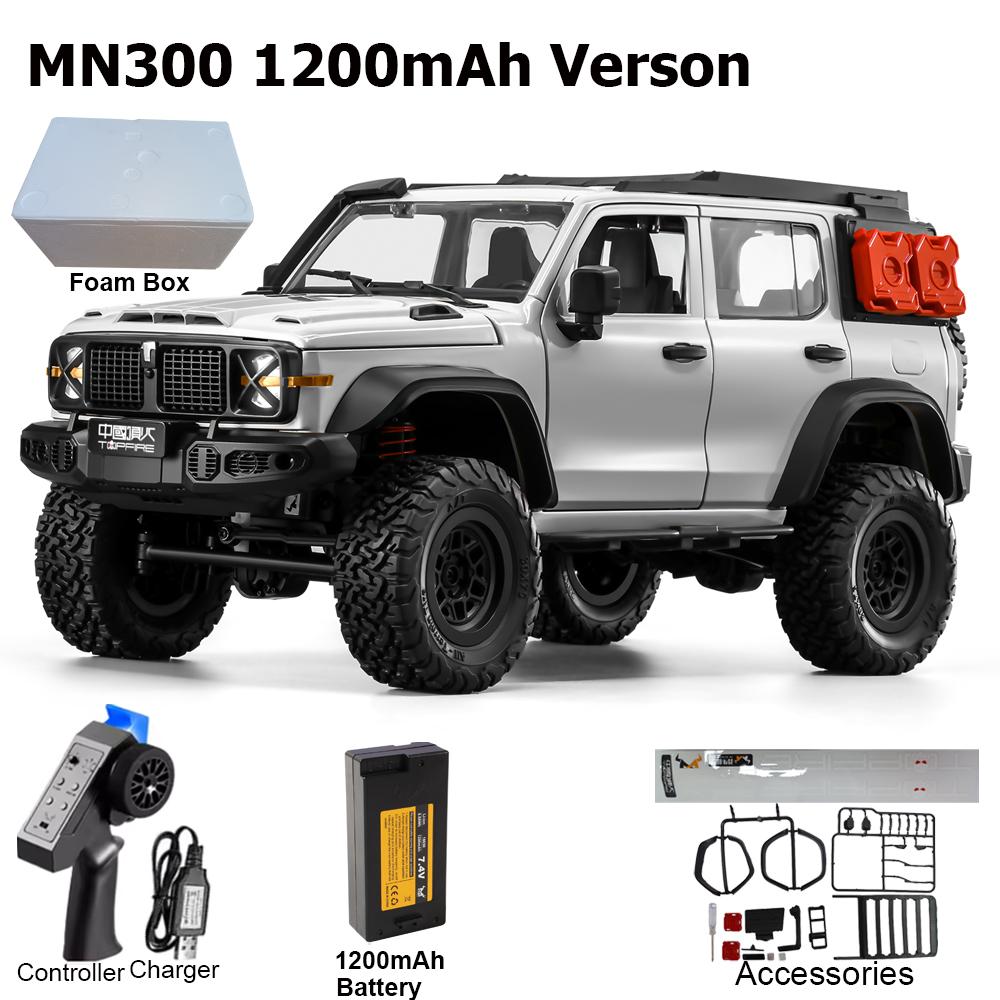 MN300 1/12 RC Car 2.4G Remote Control Car Off-road Climbing 4WD RC Crawler LED Light Truck 60mins Working RC Toy As Hobby Gift