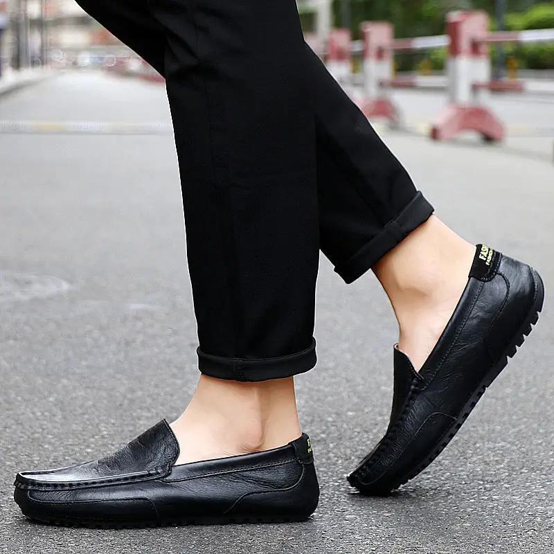 Fashion Round Toe Slip-on Low-Top Men's Leather Shoes Pu Size 47 Price Fashion 2025 Adults Trend Legitimate Social Sale Male Casual Shoe