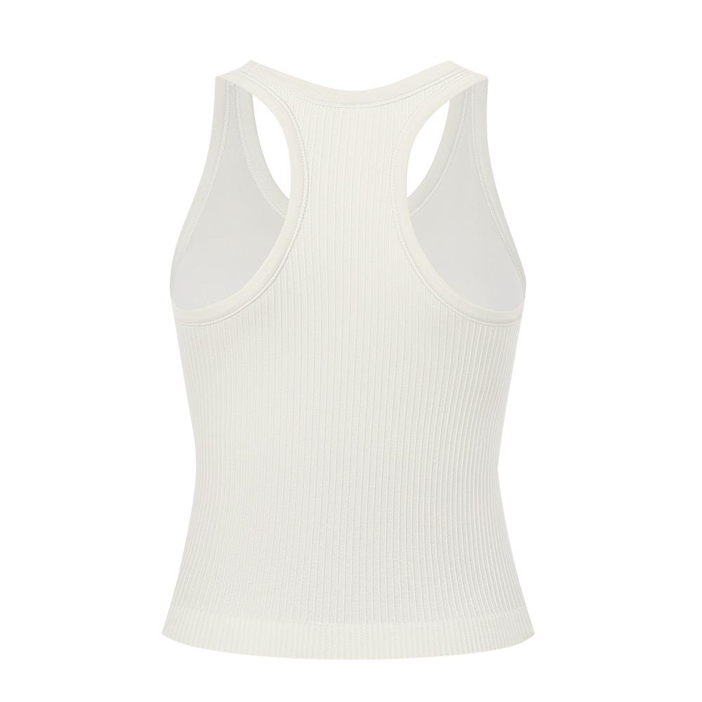 LU Women's American-Style Ribbed Yoga Tank Top with Bra Pads - New Summer Collection