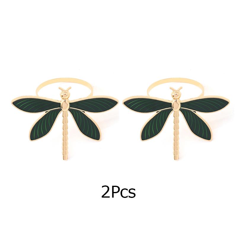 

2/4 шт. кольцо для салфеток в виде насекомых, украшение для дома, металлическое кольцо для салфеток, новое зеленое кольцо для салфеток в виде стрекозы, капающей маслом 2Pcs