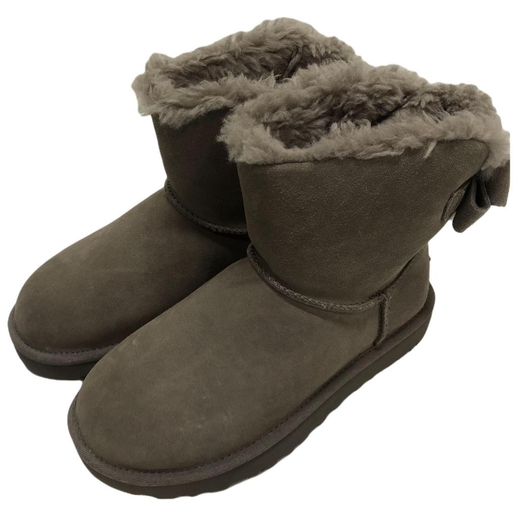 UGG Mini Bailey Bow Suede Thermal Snow Boots Women's Beige 1153514-SKP