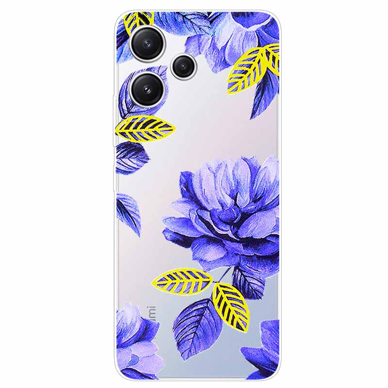 For Xiaomi Redmi 12 Case Flowers Clear TPU Silicon Funda Capa On for Redmi 12 4G / Redmi12 5G Soft Covers Transparent Coque Bags