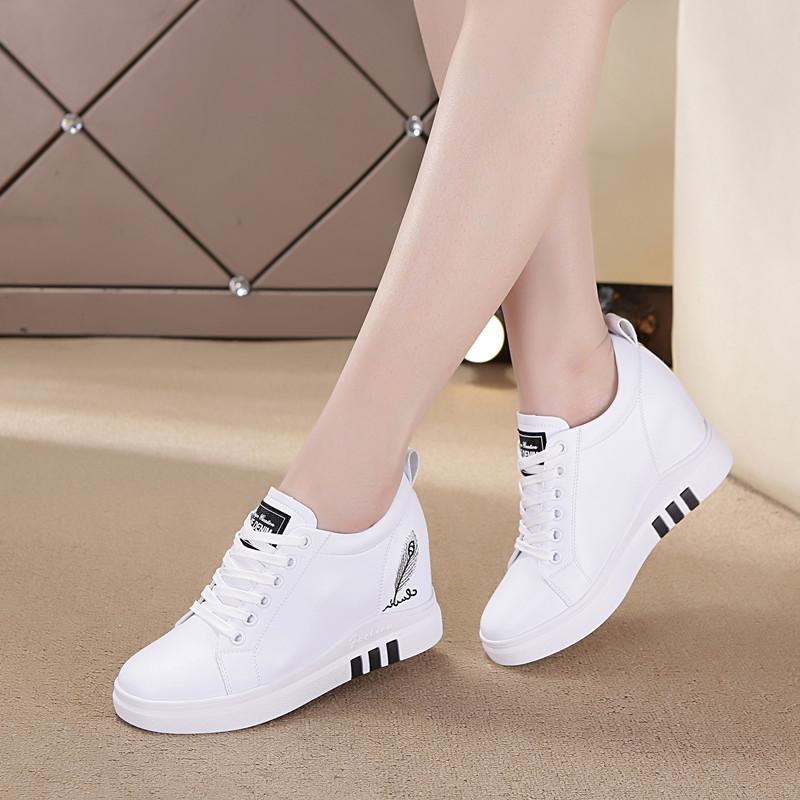 Inner Height-increasing Women's Shoes Autumn and Winter New Casual Shoes Lace-up Sports Shoes Thin Versatile Board Shoes Women