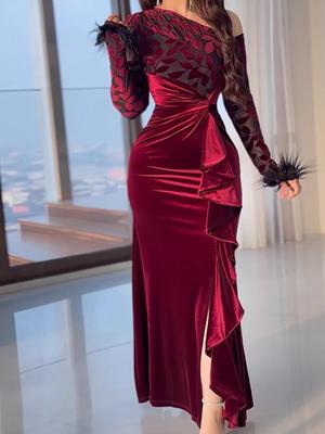 2026 Spring European & American Women's Waist-Cinching Fishtail Dress