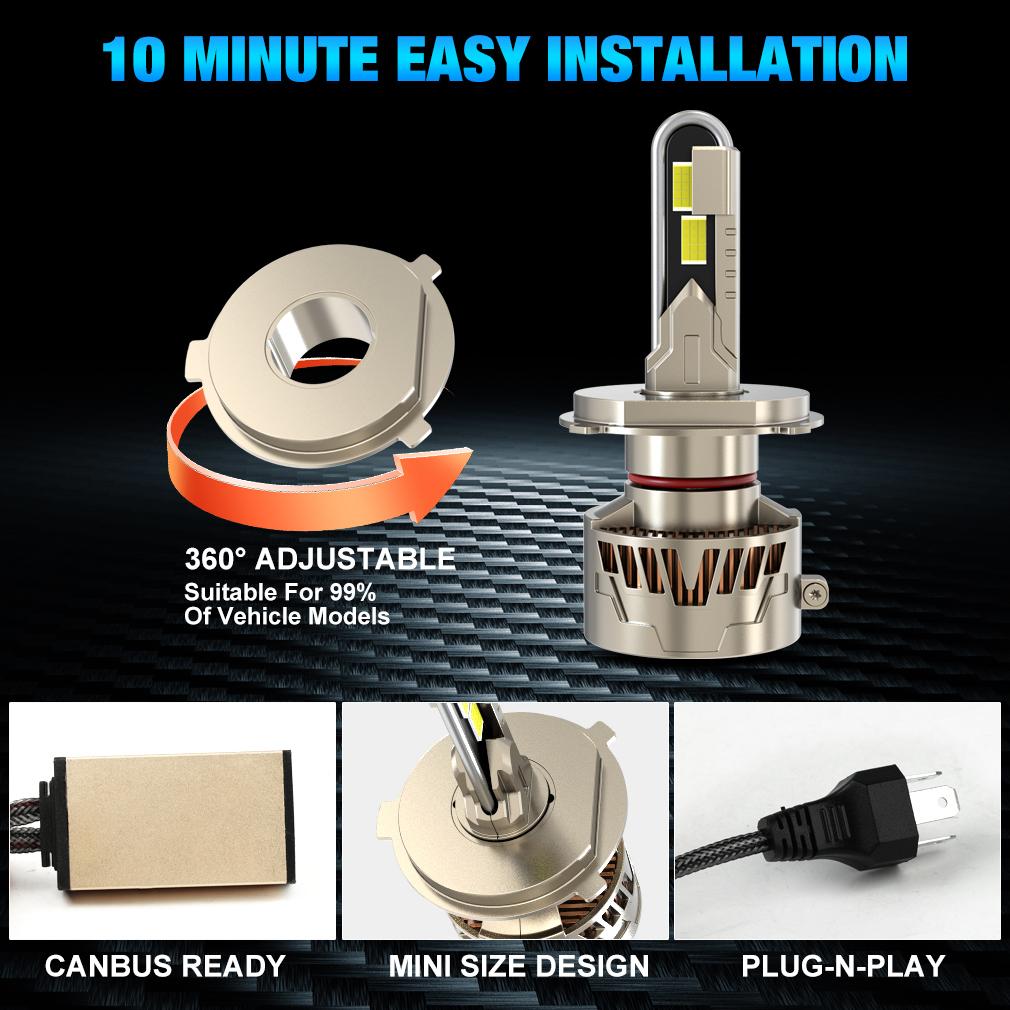 2 buc H7 H4 LED Canbus Becuri Far Auto 140W 60000LM H1 H11 H8 HB3 9005 HB4 9006 9012 Hir2 Far LED Auto Lampă Turbo pentru VW Ford 6500K Alb