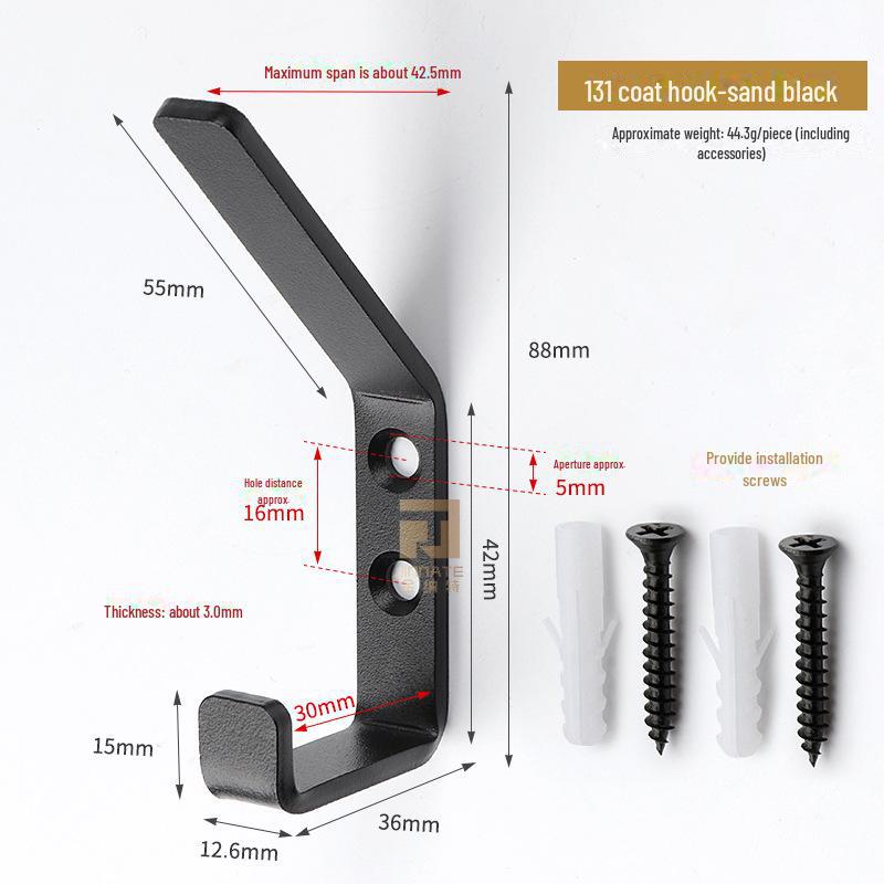 "Black Coat Hook Wall Hanging, Iron Bracket, Cross-Border Hardware for Room Door Storage"